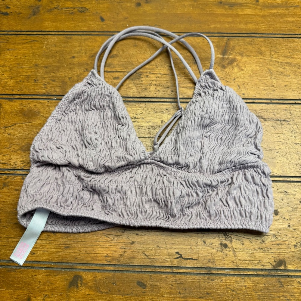 PINK Victoria's Secret Smocked Bralette Crop Top Lilac Purple‎ Strappy